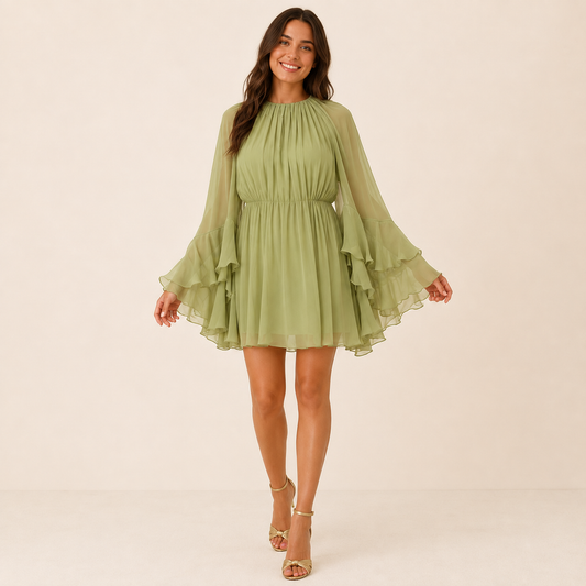 Élodie Chiffon Ruffle Mini Dress