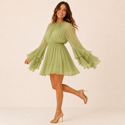 Élodie Chiffon Ruffle Mini Dress