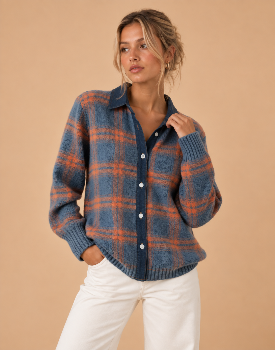 Blair Plaid Button Cardigan