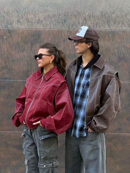Valentina Oversized Faux Leather Bomber