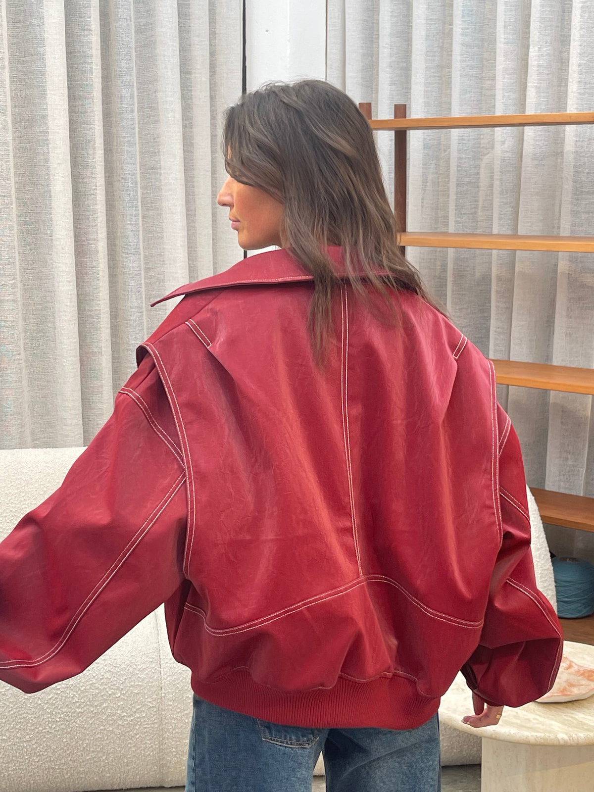 Valentina Oversized Faux Leather Bomber