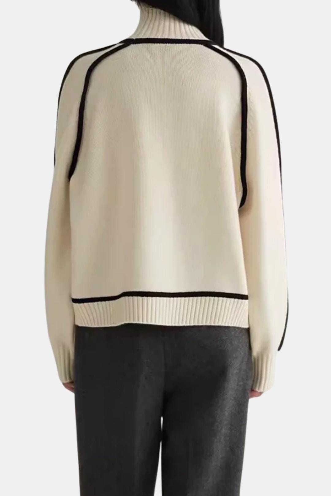 Noelle Contrast Trim Turtleneck Sweater