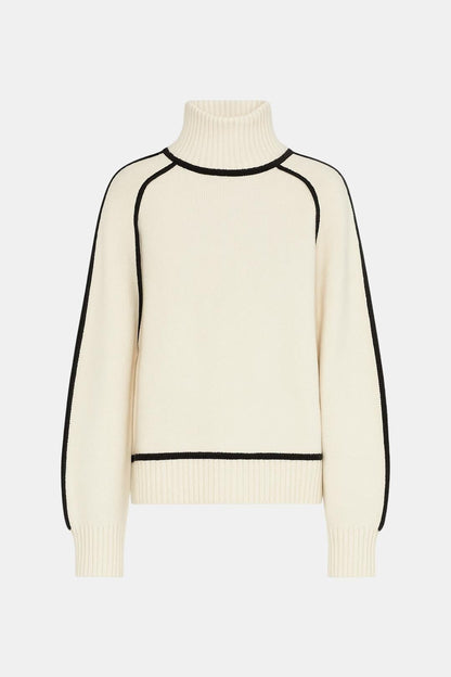 Noelle Contrast Trim Turtleneck Sweater