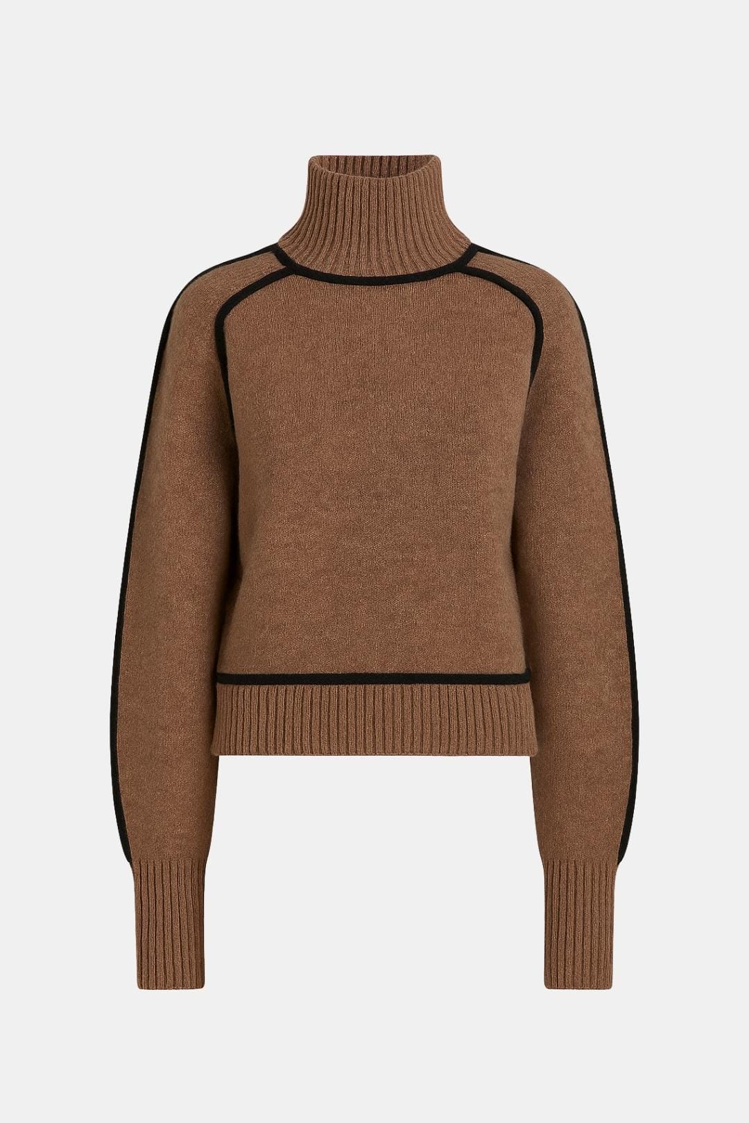 Noelle Contrast Trim Turtleneck Sweater
