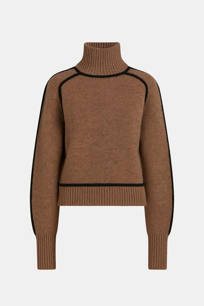 Noelle Contrast Trim Turtleneck Sweater