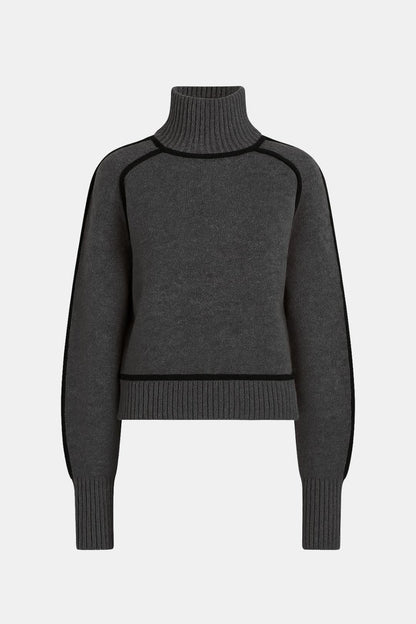 Noelle Contrast Trim Turtleneck Sweater