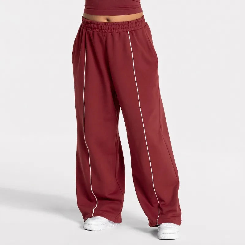 Kova Double-Waist Piped Wide-Leg Sweatpants