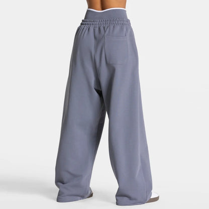 Kova Double-Waist Piped Wide-Leg Sweatpants