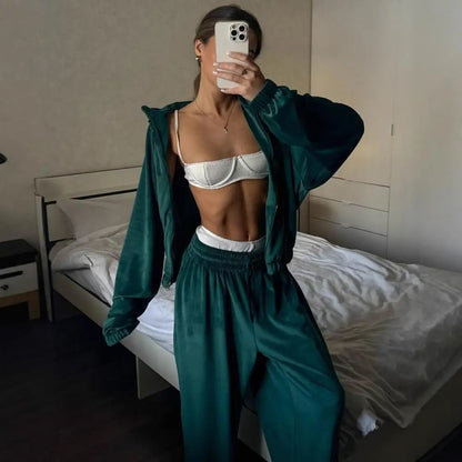 Monroe Y2K Velour Wide-Leg Set
