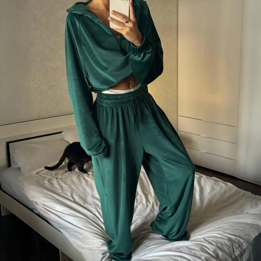 Monroe Y2K Velour Wide-Leg Set