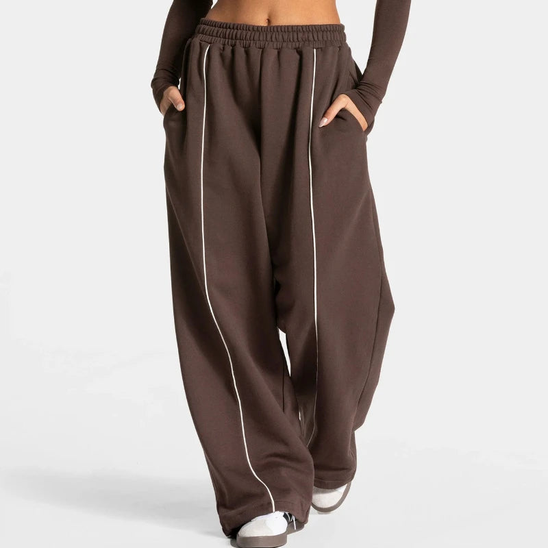 Kova Double-Waist Piped Wide-Leg Sweatpants