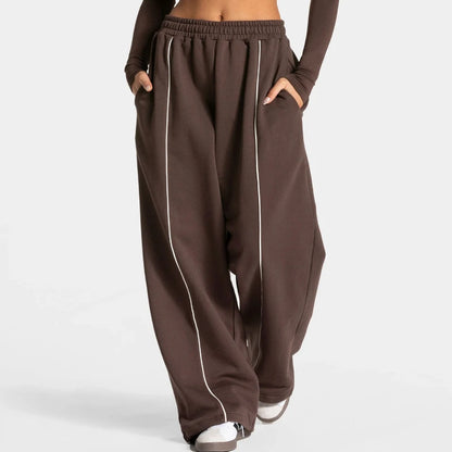Kova Double-Waist Piped Wide-Leg Sweatpants