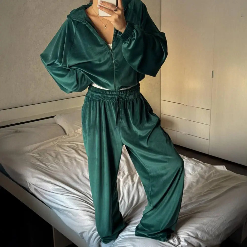 Monroe Y2K Velour Wide-Leg Set
