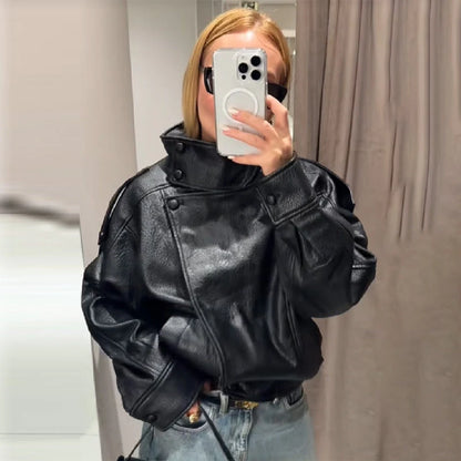 Raven Oversized Leather Bomber
