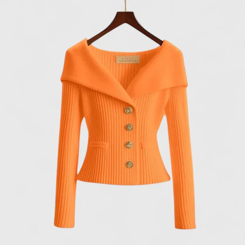 Sunset Off-Shoulder Ribbed Cardigan