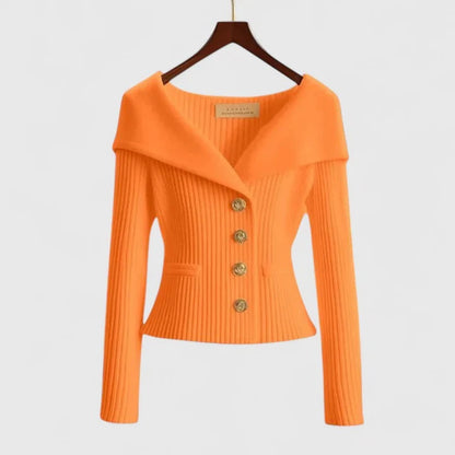 Sunset Off-Shoulder Ribbed Cardigan