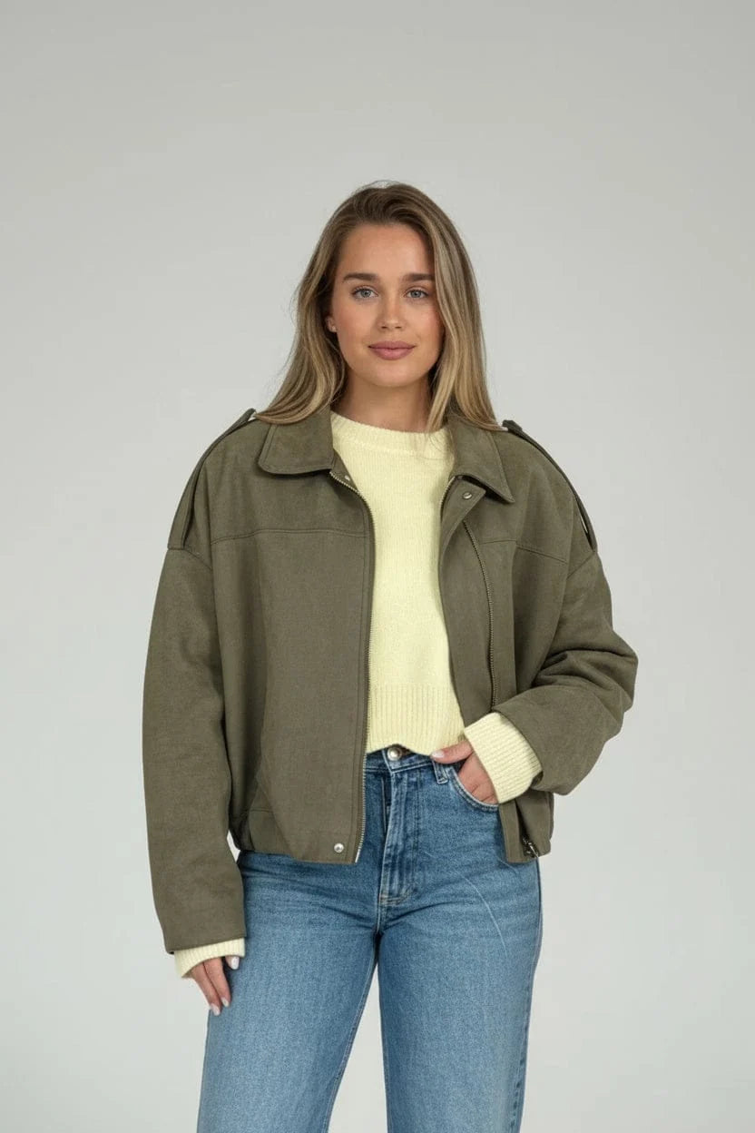 Sienna Faux Suede Bomber Jacket