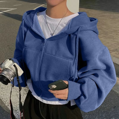 Mila Oversized Cropped Zip Hoodie