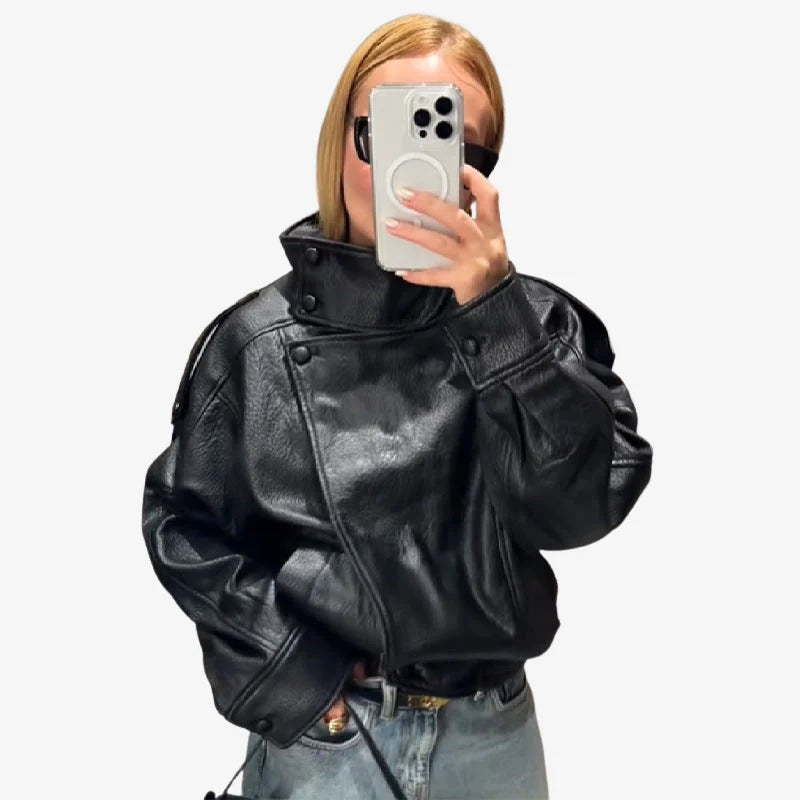 Raven Oversized Leather Bomber