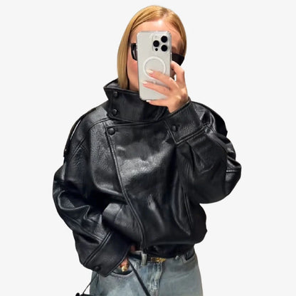 Raven Oversized Leather Bomber