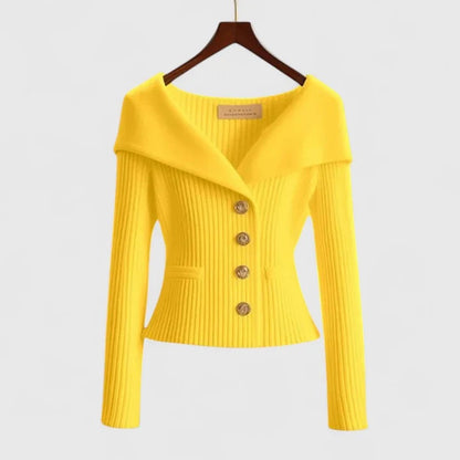Sunset Off-Shoulder Ribbed Cardigan
