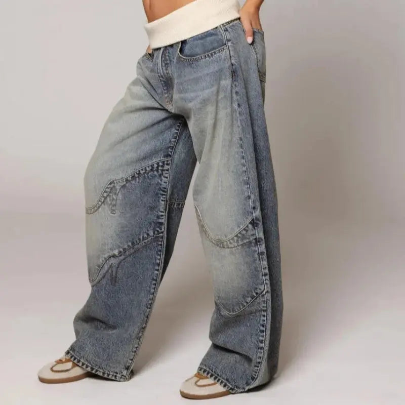 Elise Panelled Wide-Leg Jeans