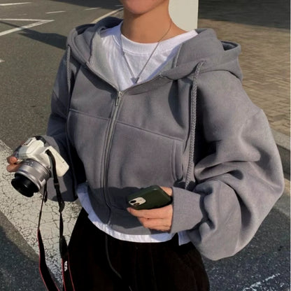 Mila Oversized Cropped Zip Hoodie