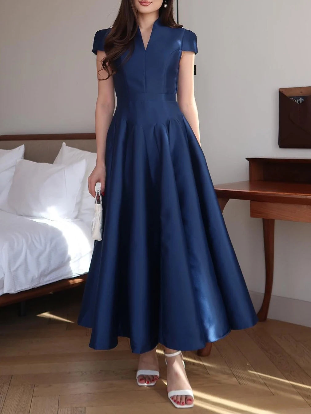 Vivienne Satin A-Line Midi Dress