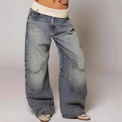 Elise Panelled Wide-Leg Jeans