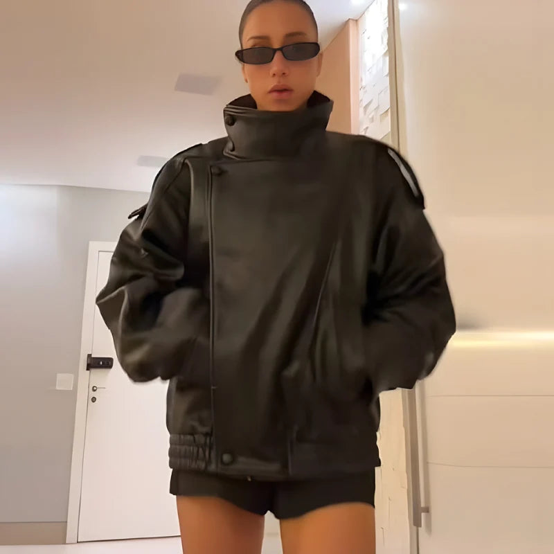 Raven Oversized Leather Bomber