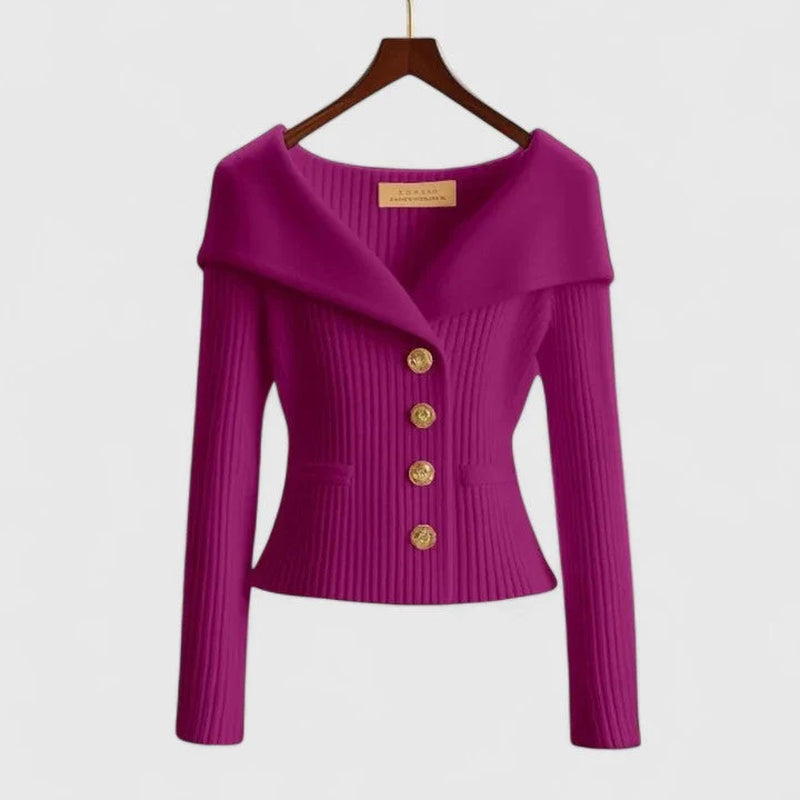 Sunset Off-Shoulder Ribbed Cardigan