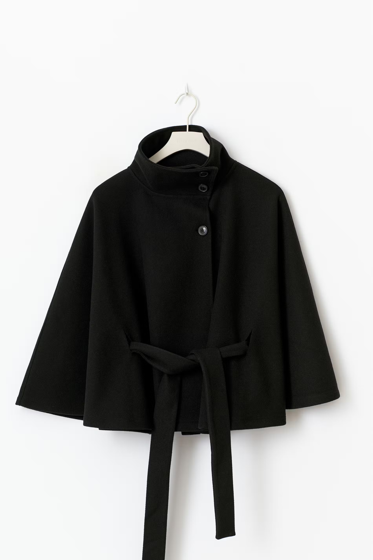 Diana Belted Funnel-Neck Cape Jacket